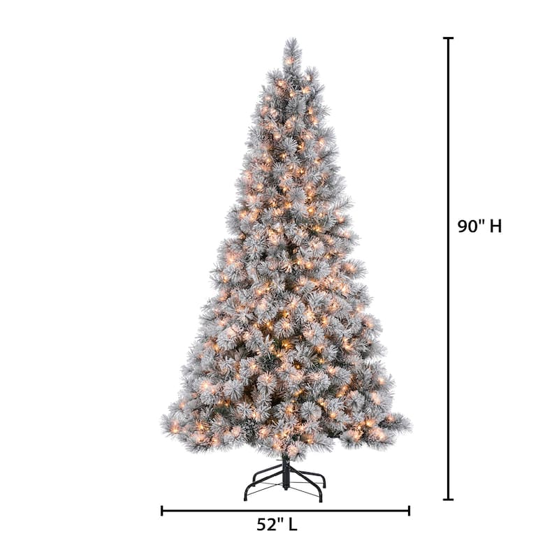 67.5 ft. Pre Lit Clear UL Flocked Hard Needle Boise Pine