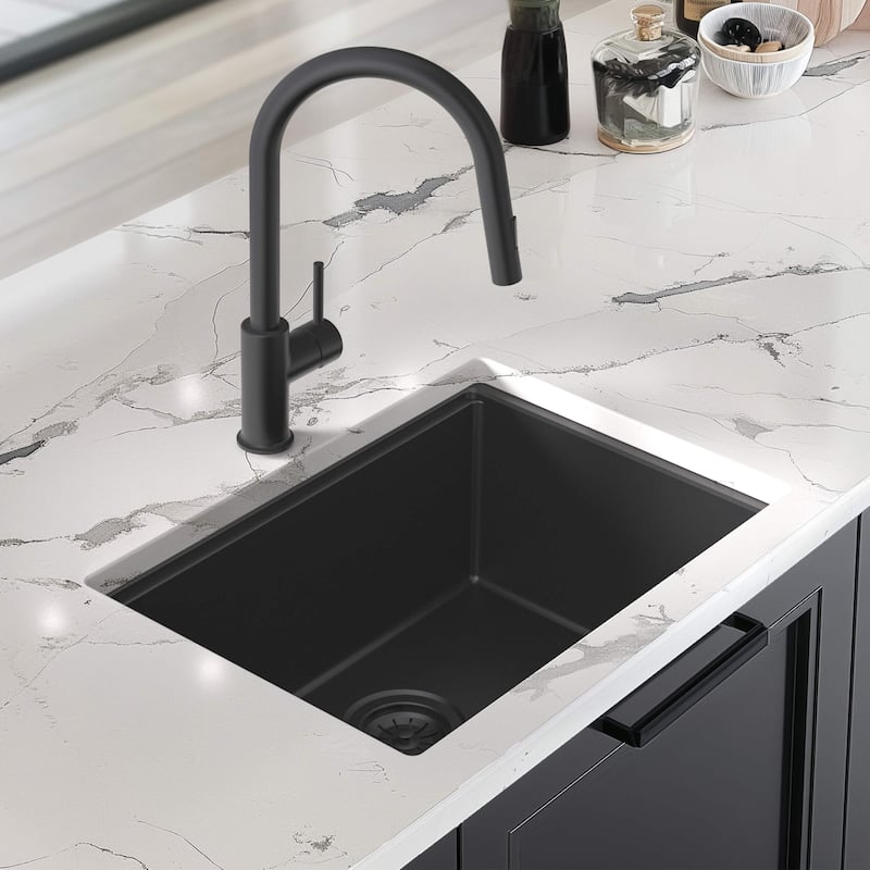 23" Undermount Workstation Single Bowl Quartz Kitchen Sink