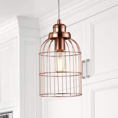 SAFAVIEH Lighting Cannelle Adjustable 1-light LED Rose/ Gold Pendant - 6.25"x6.25"x12.8-84.8"