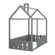 preview thumbnail 33 of 60, Kids Wood Bed, House Bed Frame with Fence-Shaped Guardrails for Teens Girls Boys, Slats are not Included