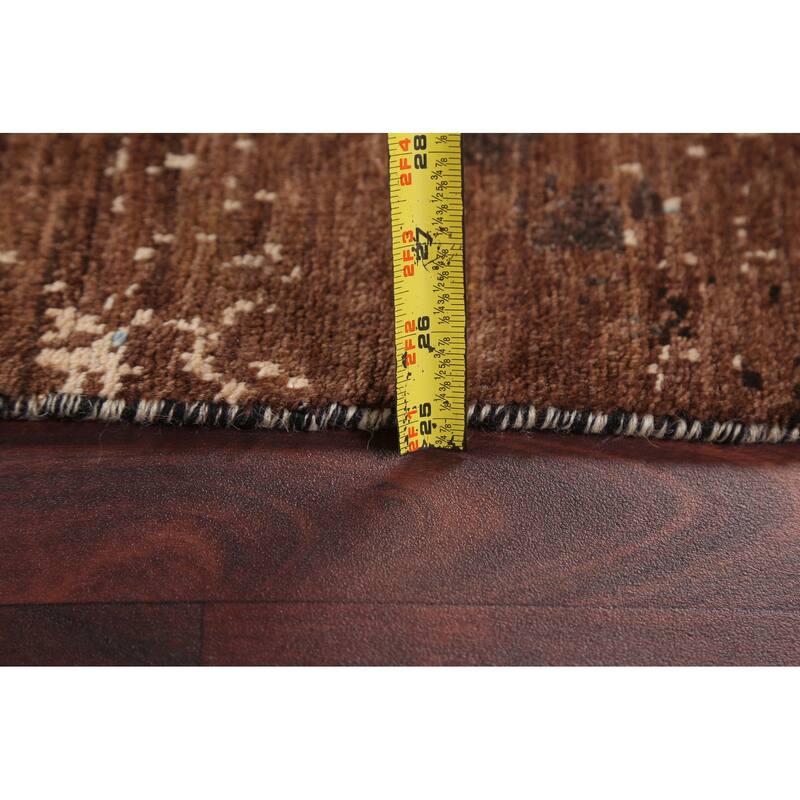 Modern Vegetable Dye Wool/ Silk Abstract Area Rug Hand-knotted Carpet - 6'3" x 9'8"