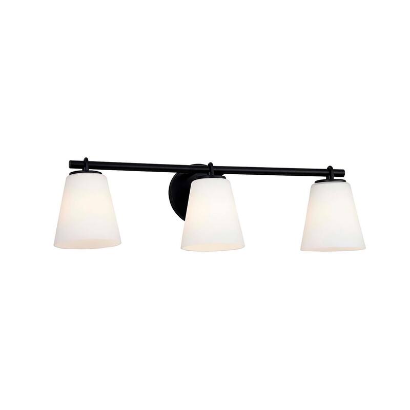 Justice Design Group Alpino 3-Light Bath Bar - Opal Glass - Matte Black/Opal Glass