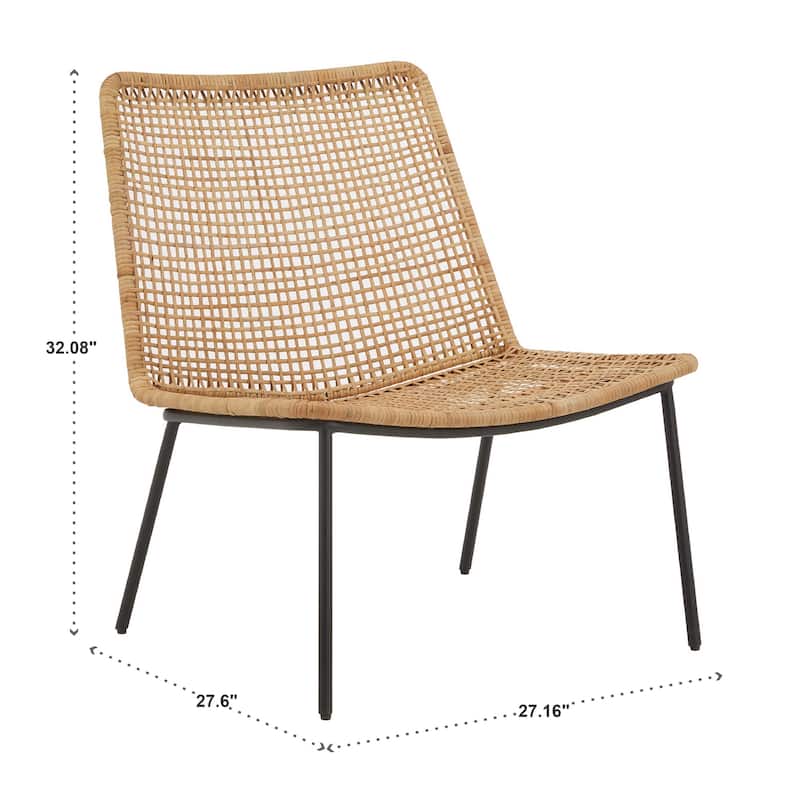 Giethoorn 27.16" Wide Natural Curved Rattan Chair with Black Metal Frame by iNSPIRE Q Modern