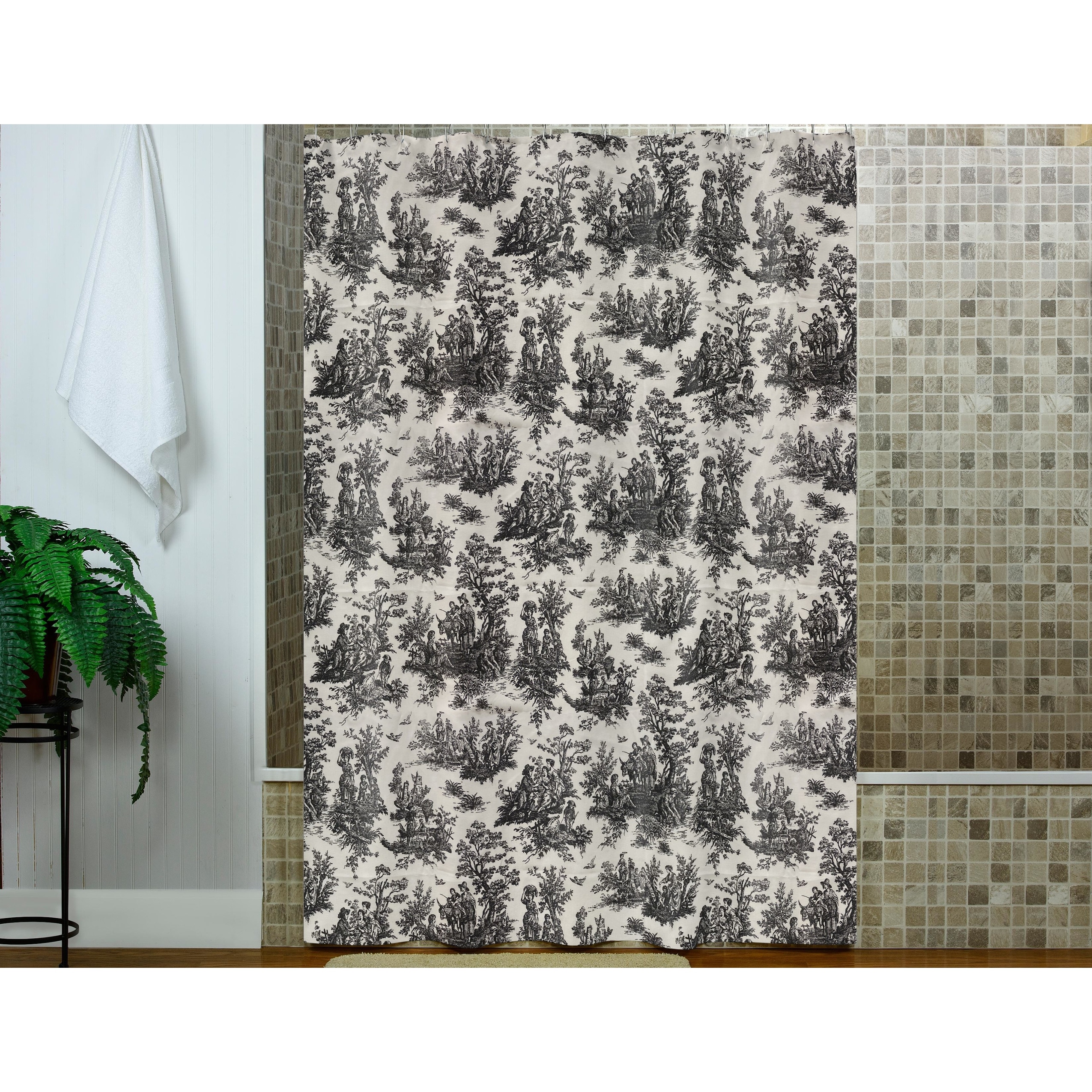 Plymouth black and white French country shower curtain On Sale