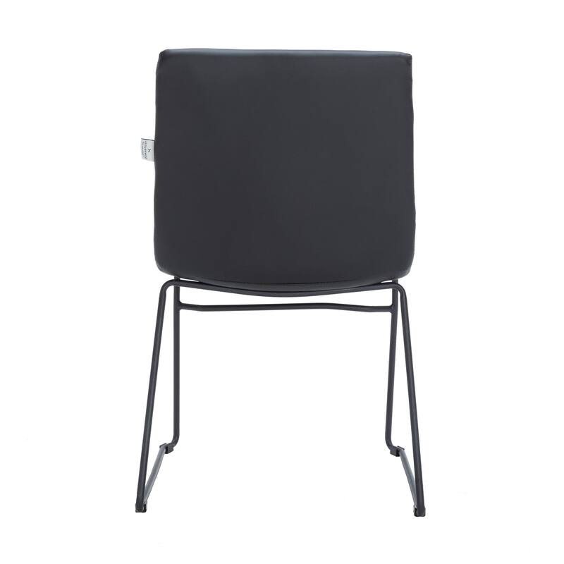 Zylar Modern Leather Guest Chair with Lumbar Support, Stainless Steel Base, High-Density Foam, Floor Protectors, 300 lb Capacity