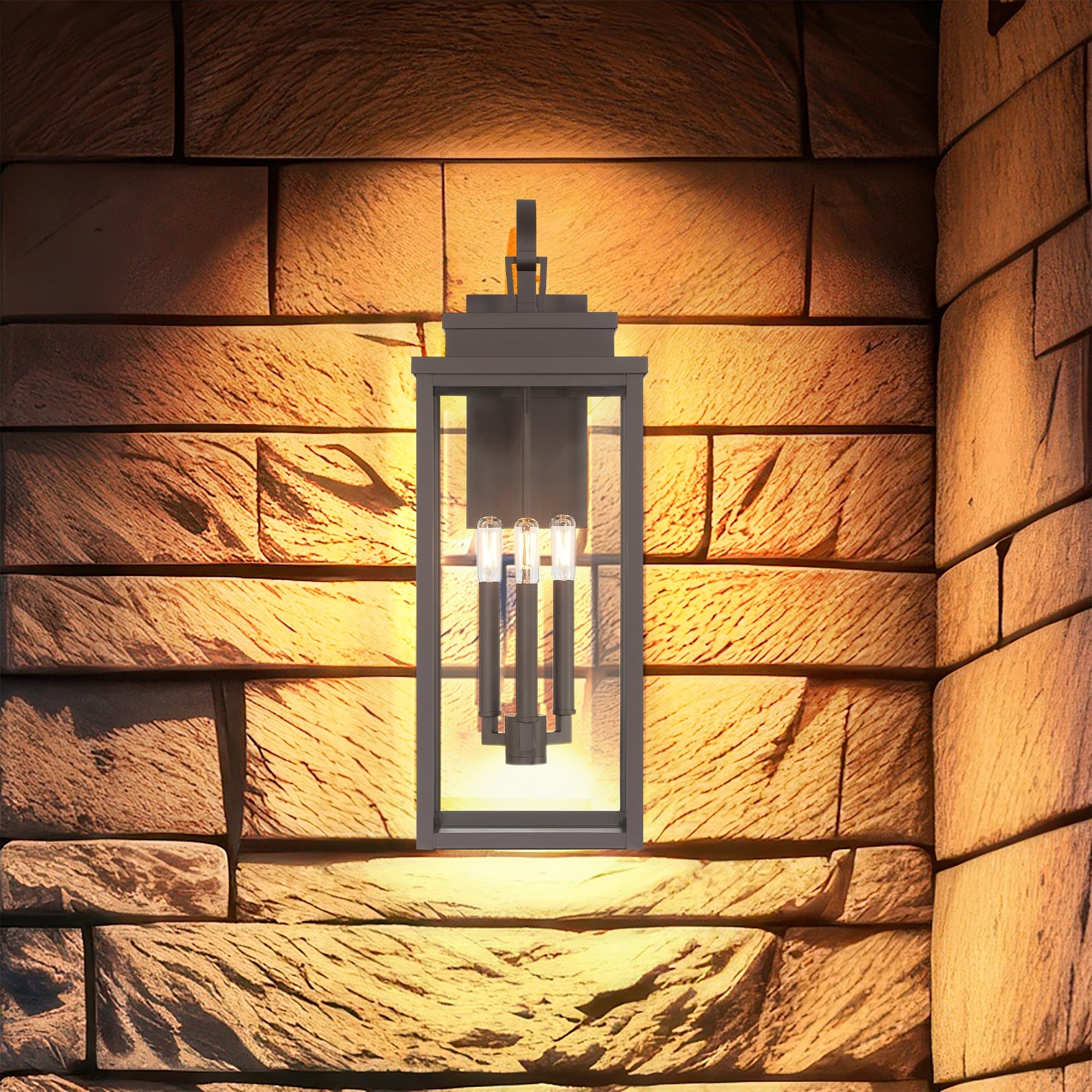 Thesis Hillside 25-inch 3-light Dark Bronze Exterior Wall Sconce with Clear Glass