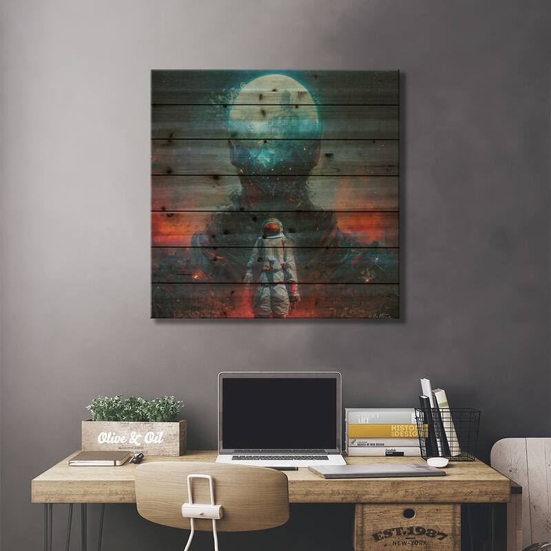 Escape And Start A New Cruise - Astro Cruise Print On Wood by Ben Heine - Multi-Color