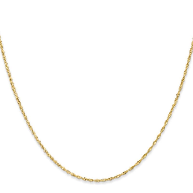 Curata 14k Yellow Gold Solid 1.10mm Diamond-cut Singapore Chain Necklace Options: 16 18 20 24 30
