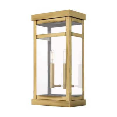 Livex Lighting 2-light Antique Brass Outdoor Wall Lantern, 20704-01 - 9.25" W X 18" H X 6.375" EXT