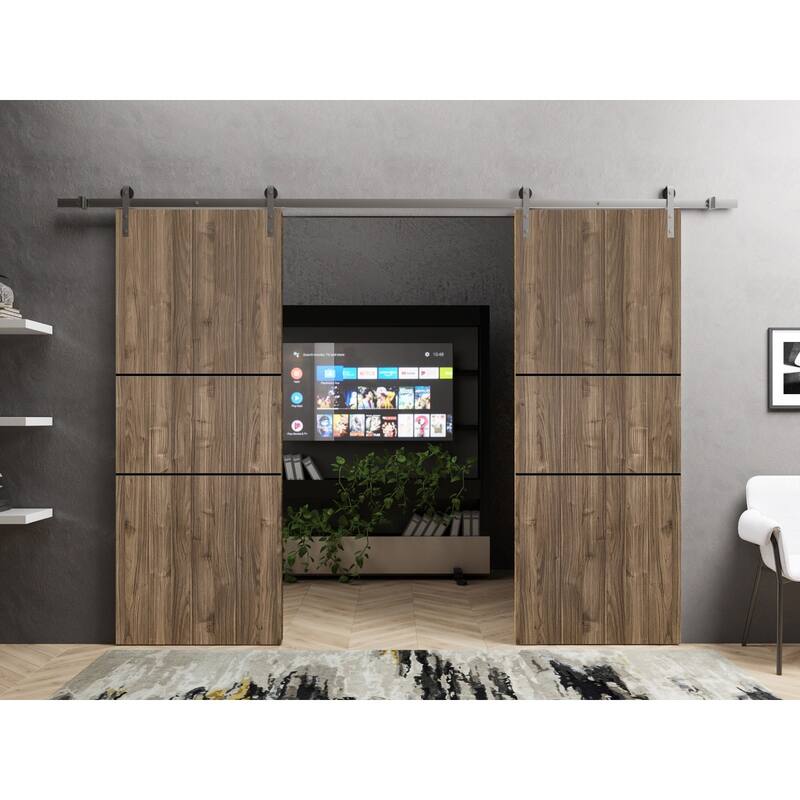 Sturdy Double Barn Door 36 x 80 with Planum 0014 Walnut with 13FT