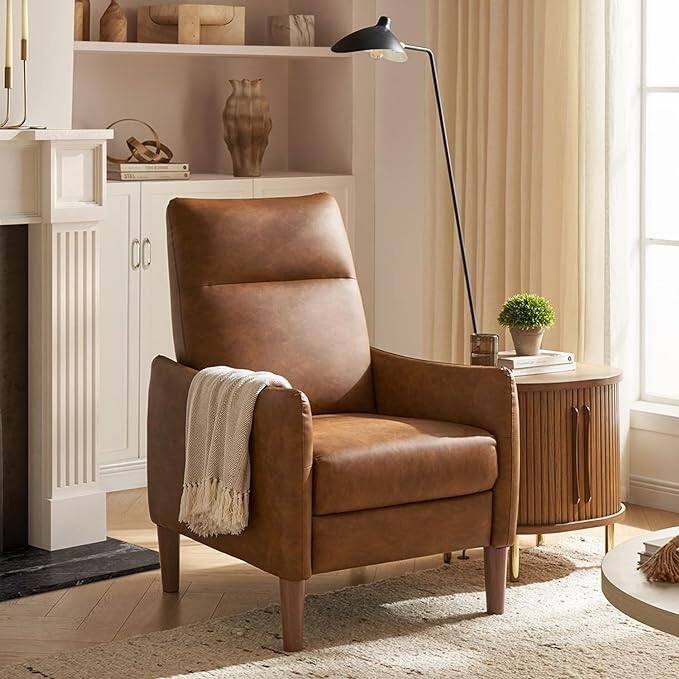 Mopio Arthur Recliner - Pecan Brown Faux Leather