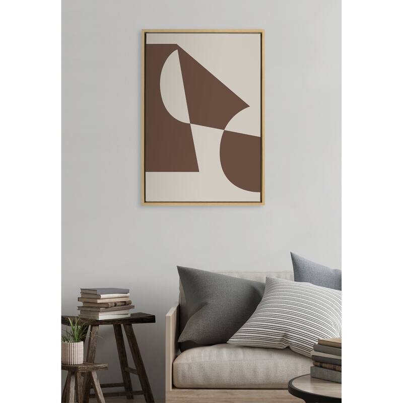 Kate and Laurel Sylvie Eye Catching Sleek Abstract 5 Brown and Beige Framed Canvas by The Creative Bunch Studio