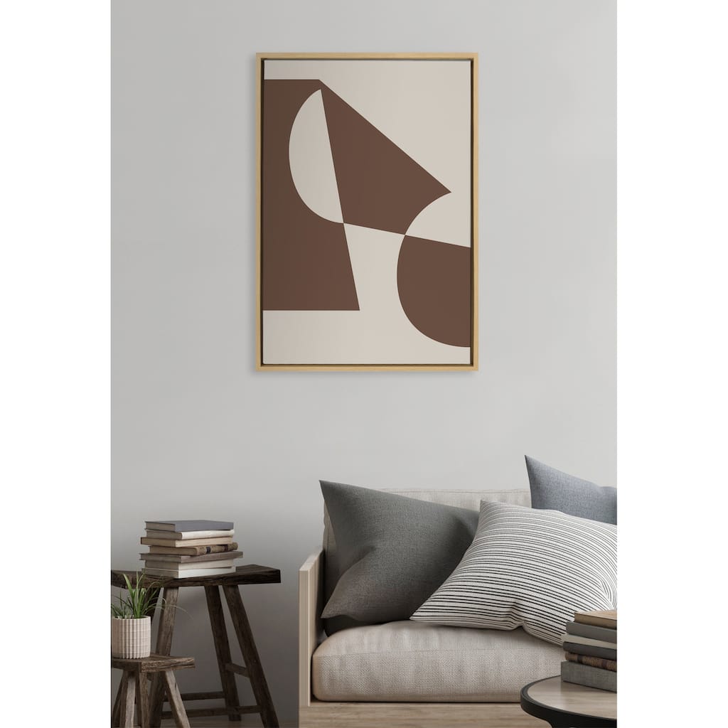 Kate and Laurel Sylvie Eye Catching Sleek Abstract 5 Brown and Beige Framed Canvas by The Creative Bunch Studio
