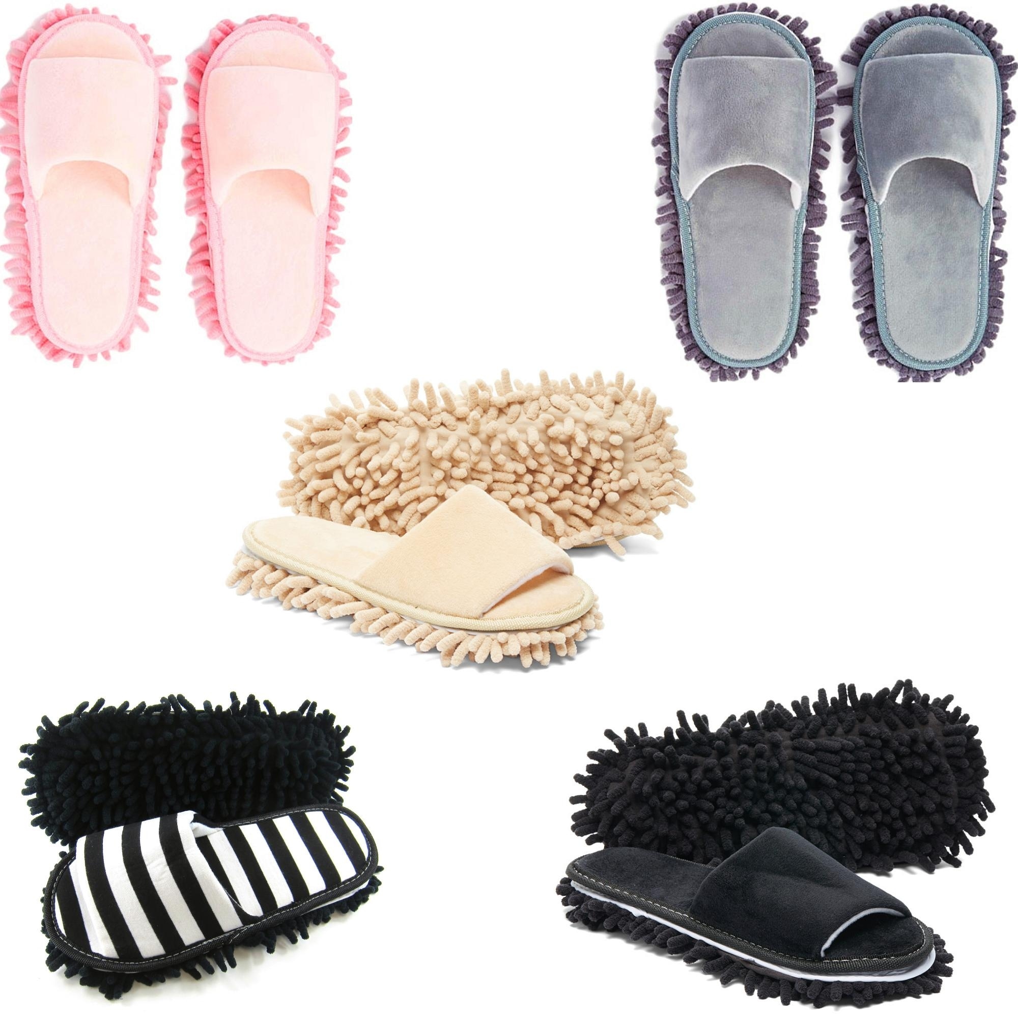 Premium Plush Mop Slippers with Detachable, Washable Bottoms - Standard