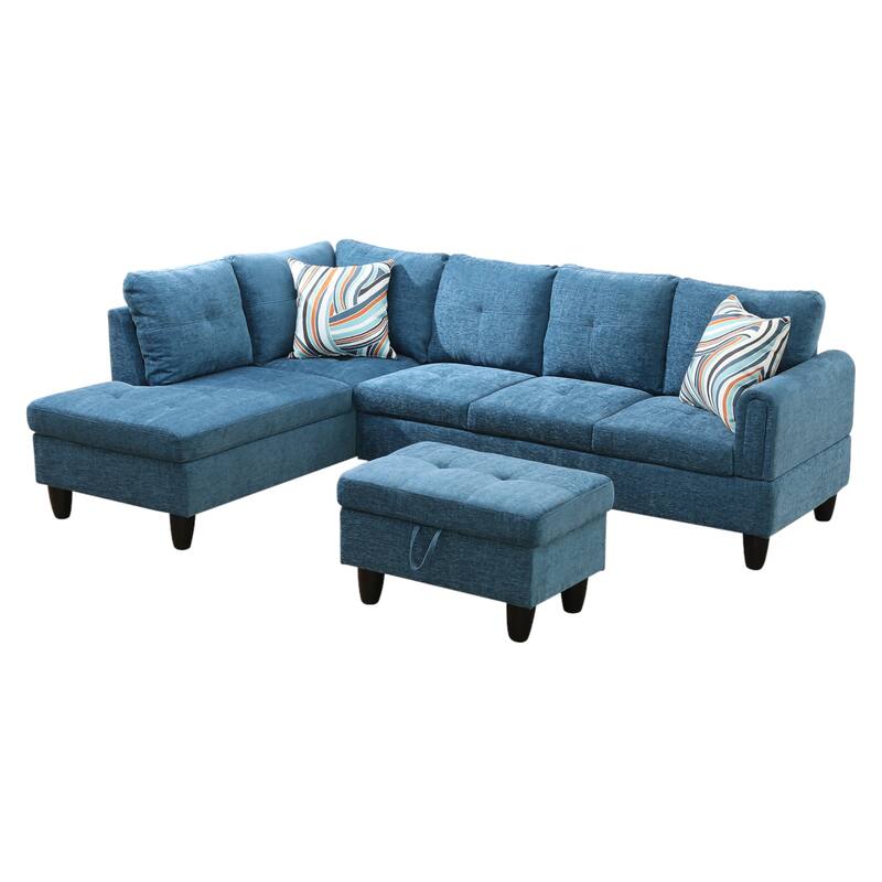 KISRAIS 97" Wide 3-Piece Upholstered Sectional Sofa Set for Small Spaces