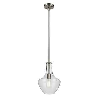Kichler Lighting Everly 15.25 in. 1-Light Brushed Nickel Bell Pendant Light with Clear Glass