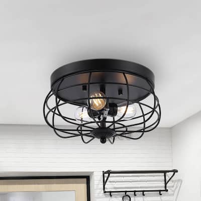 Black Retro Industrial Style Flush Mount Ceiling Light