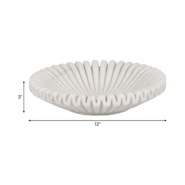 Sagebrook Home Ceramic Decorative Bowl in Elegant White, Modern Home Decor, Single Piece, 12 Inches - 12" x 12" x 3"