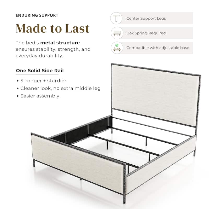 247 Shop At Home Lalia Modern 2-Piece Upholstered Hammered Metal Panel Bedroom Set with Nightstand