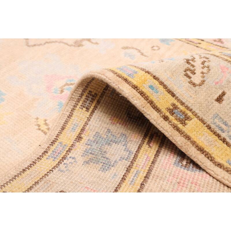 ECARPETGALLERY Hand-knotted Modern Oushak Beige Wool Rug - 3'1 x 15'11