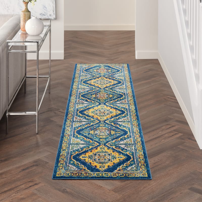 Nourison Allur Boho Tribal Geometric Area Rug - 2' 3" x 7' 6" - Navy Multicolor - Runner