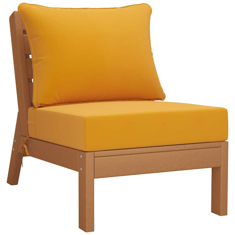 Polytrends Birchwood All Weather HDPE Outdoor Patio Deep Seating Teak Sofa With Cushions (3-Piece)