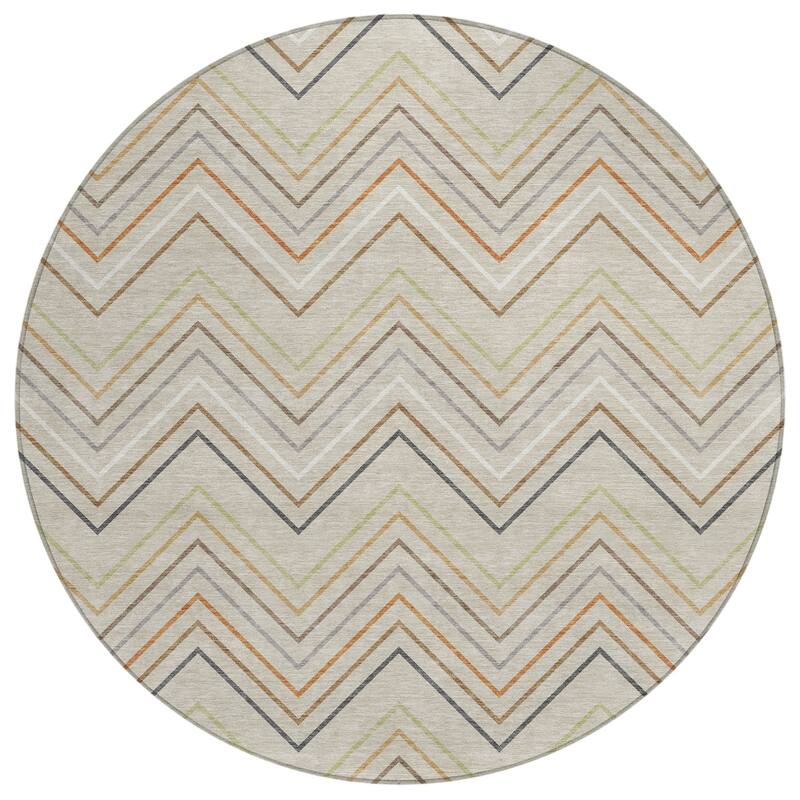 Machine Washable Indoor/ Outdoor Modern Chevron Chantille Rug