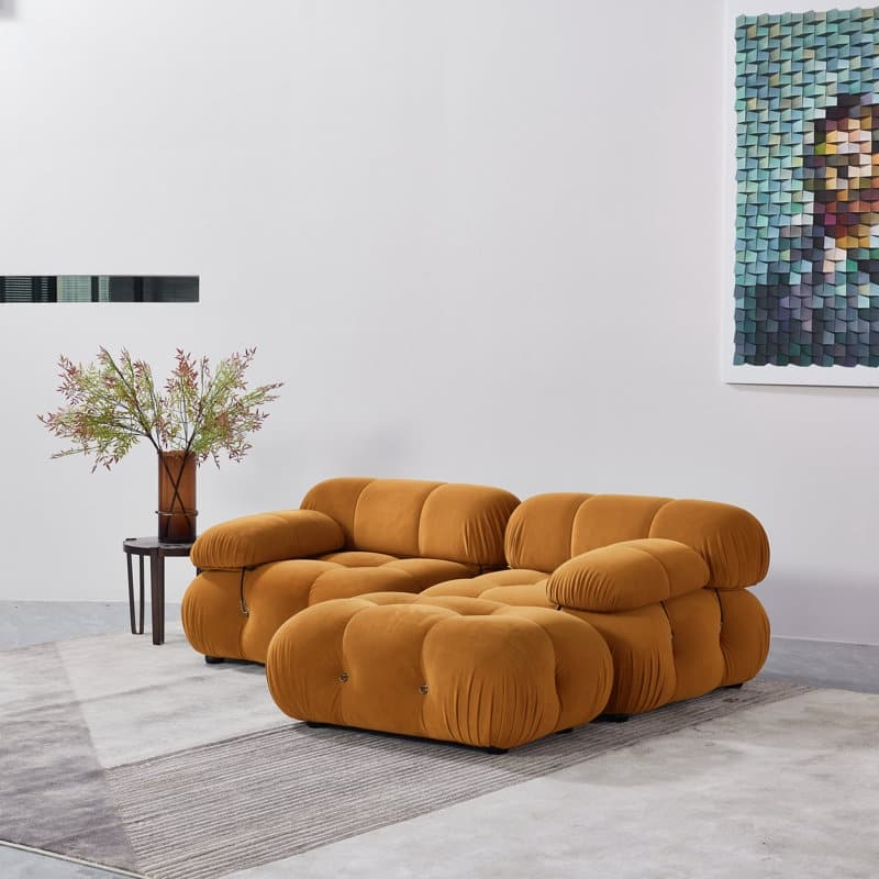 Daimion 3 Pieces Upholstered Sectional - Yellow Velvet