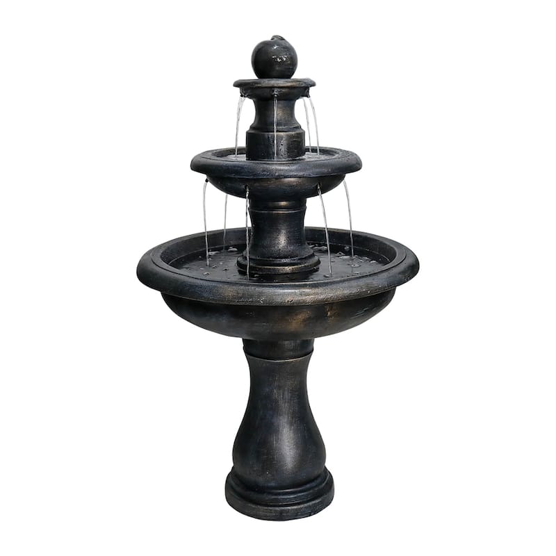 2 Tiered Floor Waterfall Fountain with Pump for Outdoor Patio Garden