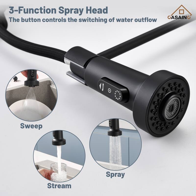 Single Handle Pull Down Sprayer Kitchen Faucet with Touchless Sensor Deckplate Included