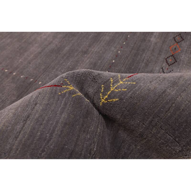 ECARPETGALLERY Hand Loomed Kashkuli Gabbeh Dark Grey Wool Rug - 5'3 x 6'11