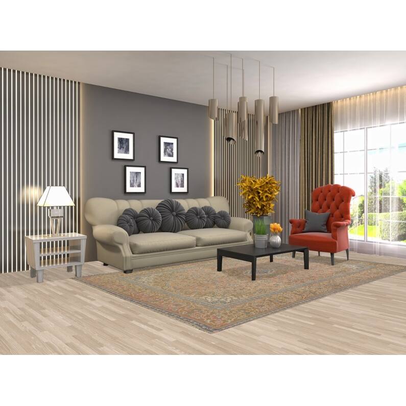 Hand Knotted Oriental 100% Wool Carpet Traditional Floral Oranges & Rust Kashan Area Rug - 9' 11'' X 6' 3''