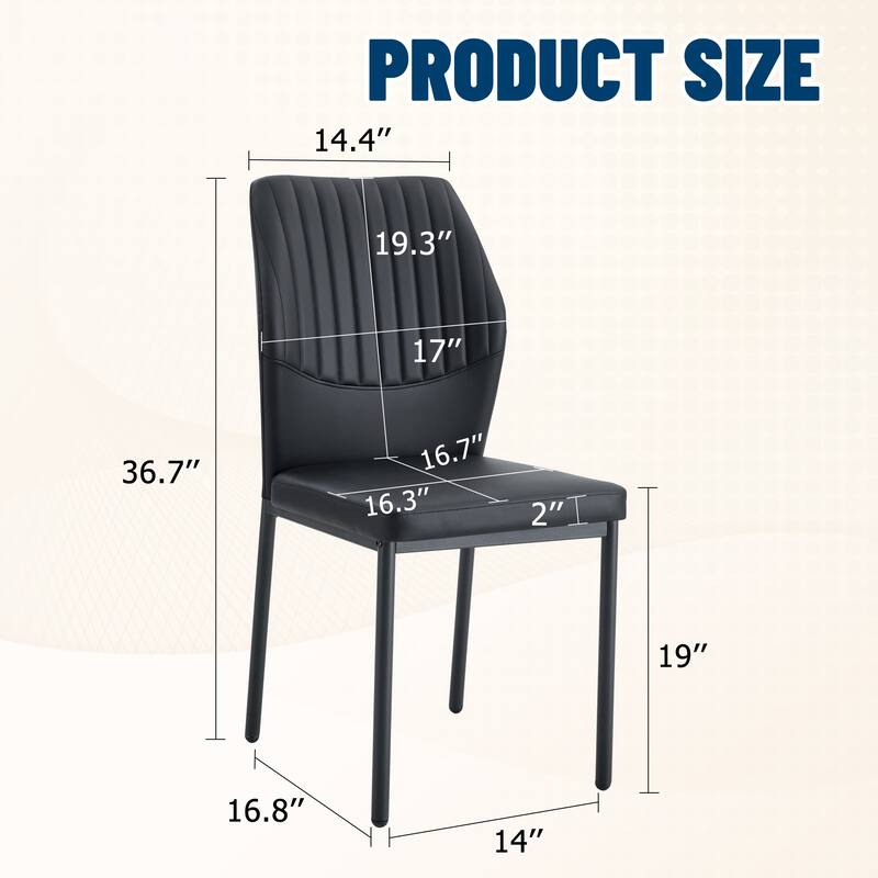 Set of 4 Vertical Stripe Design Dining Chair with Metal Leg Armless Chair Accent Chair Armless Chair for Dining Room