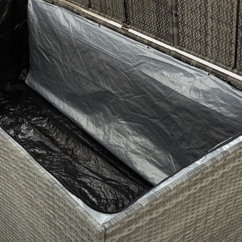 vidaXL Patio Storage Box Poly Rattan 70.9"x35.4"x27.6" Gray