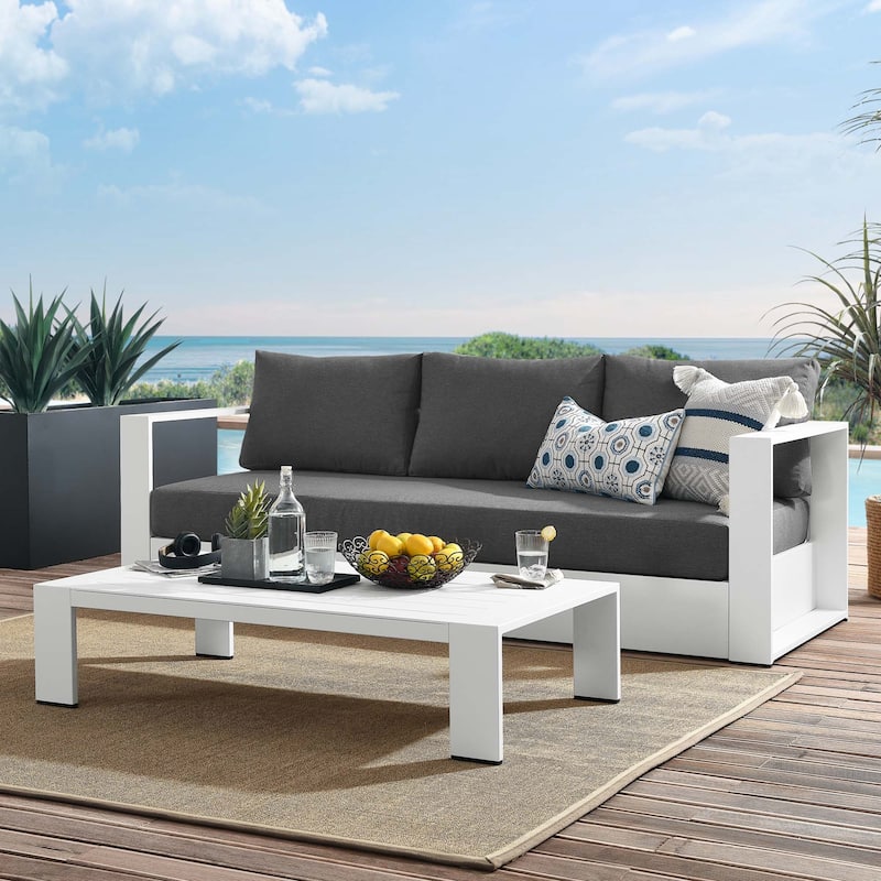 Tahoe Outdoor Patio Powder-Coated Aluminum 2-Piece Set - White Charcoal