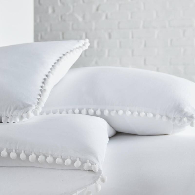 Pre-Washed 3-piece Pom Pom Duvet Cover Set