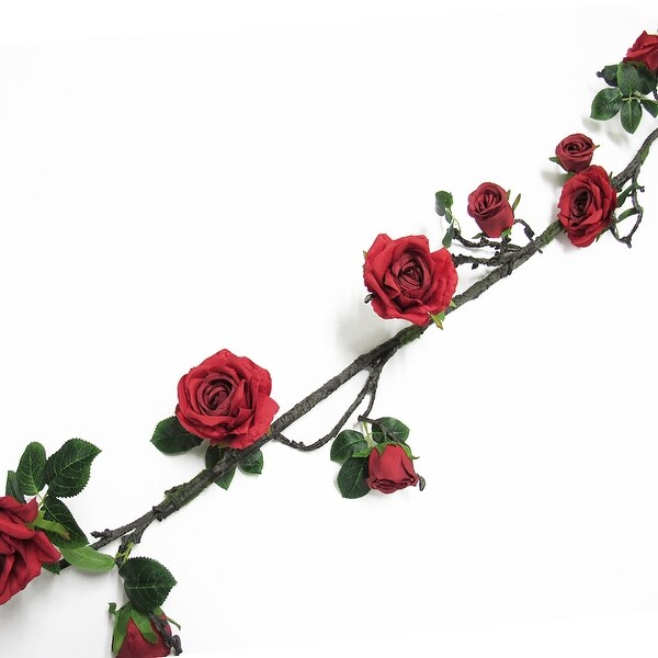 7.25ft Deluxe Rose & Bud Flower Vine Garland. Opens flyout.