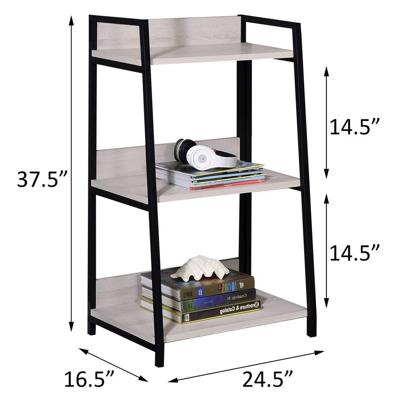 Natural and Black Ladder Bookshelf - Beige+Black