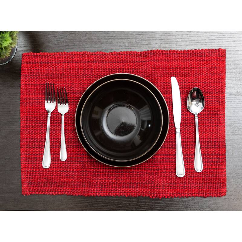 Fabstyles Casual Classic Set of 4 Thick Cotton Heavyweight Placemats - 13"x19"
