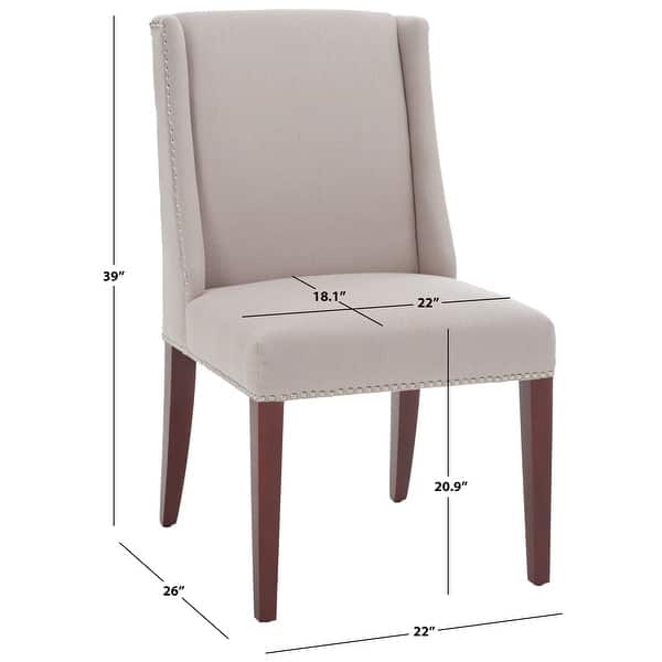 SAFAVIEH Dining Noho Beige Linen Dining Chairs (Set of 2) - 26" W x 22" D x 40" H