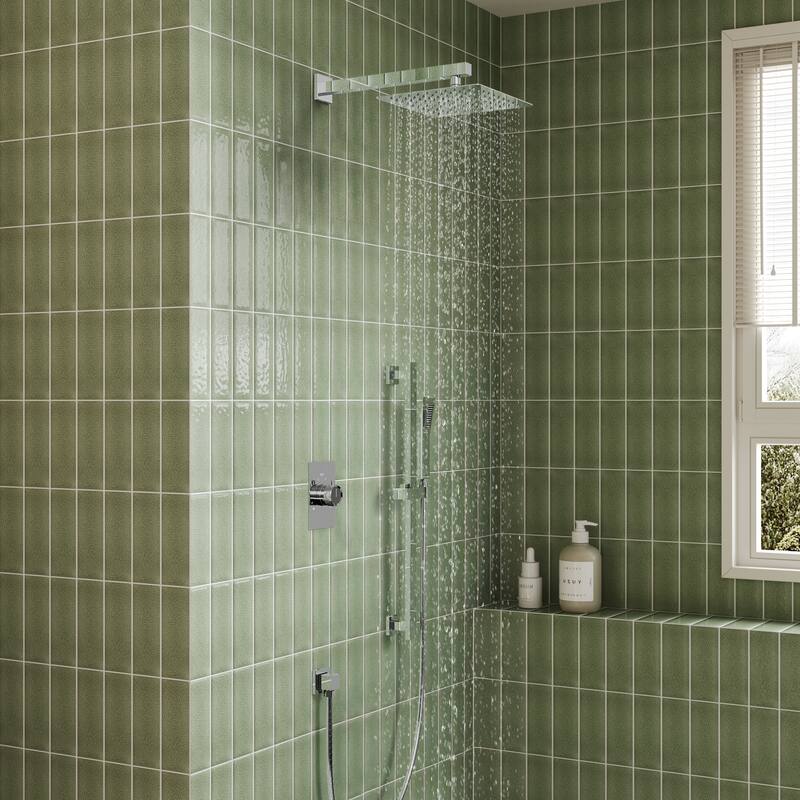 Slide Bar High-Pressure Balancing Shower System 10" Rainfall Shower Head with Handheld Shower