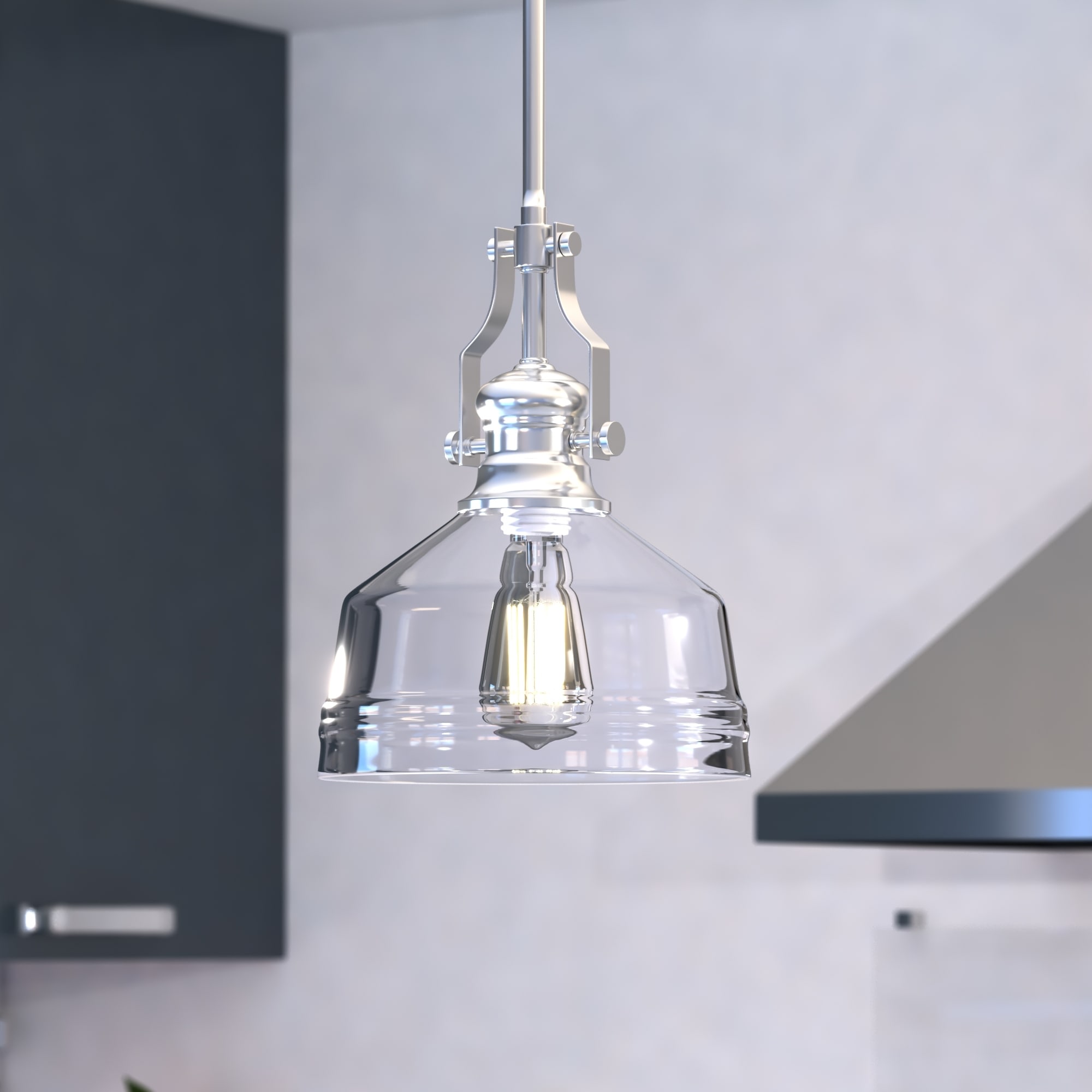 VAXCEL Beloit Farmhouse Kitchen Island Mini Pendant Ceiling Light Clear Seeded Glass