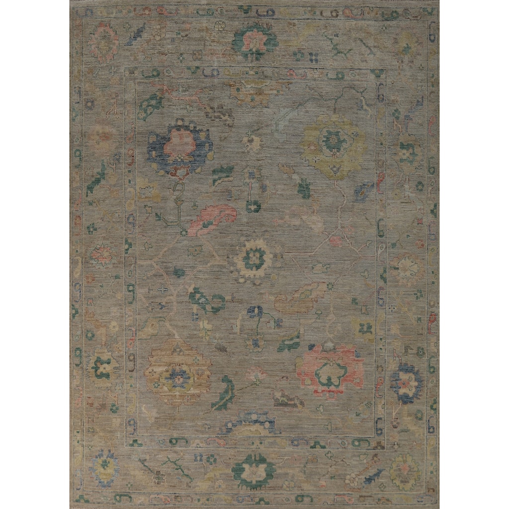 Vegetable Dye Oushak Turkish Area Rug Handmade Living Room Wool Carpet - 7'11"x 10'0"