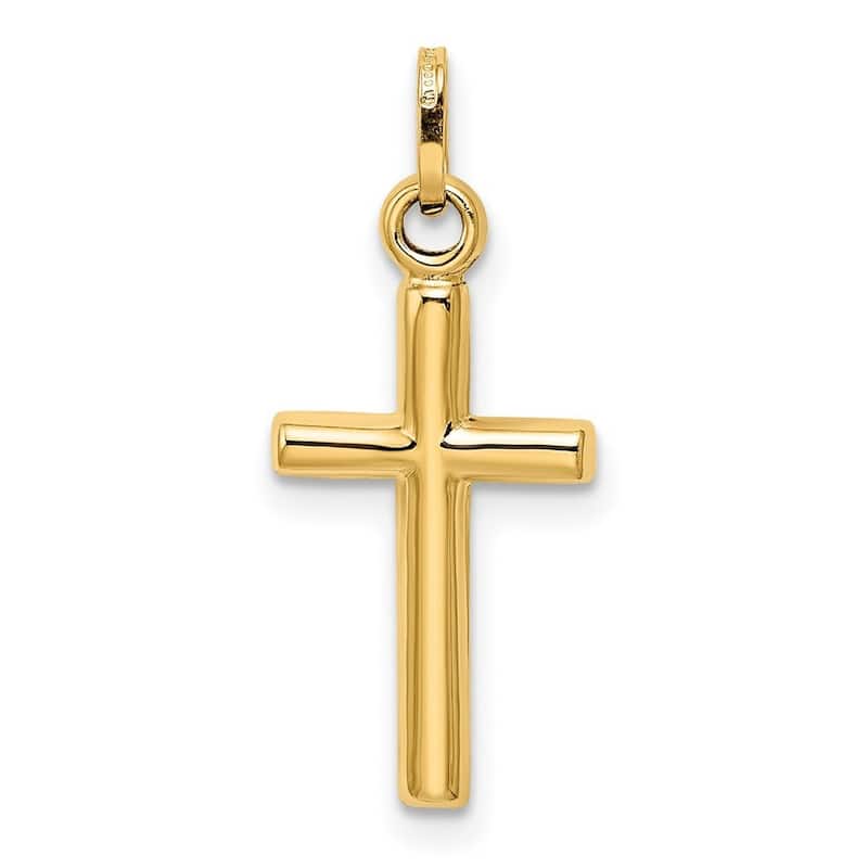 Curata 14k Yellow Gold 18" Polished Small Hollow Cross Necklace - 16x10mm
