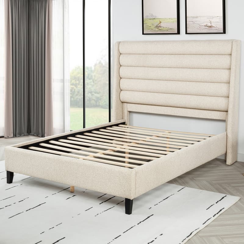 Best Master Furniture Sorella Modern Channeled Upholstered Platform Bed - Queen