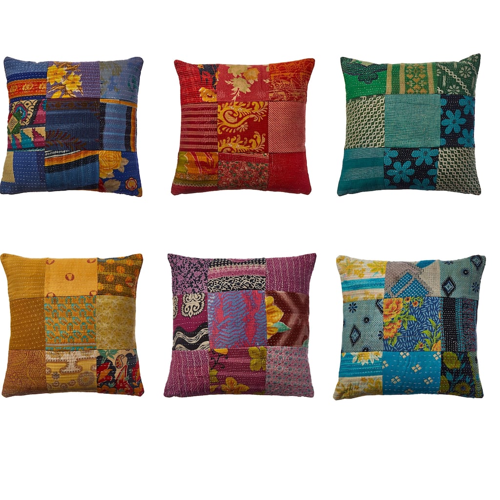 One of a Kind hand stitch OverDye Kantha Pillow Cover