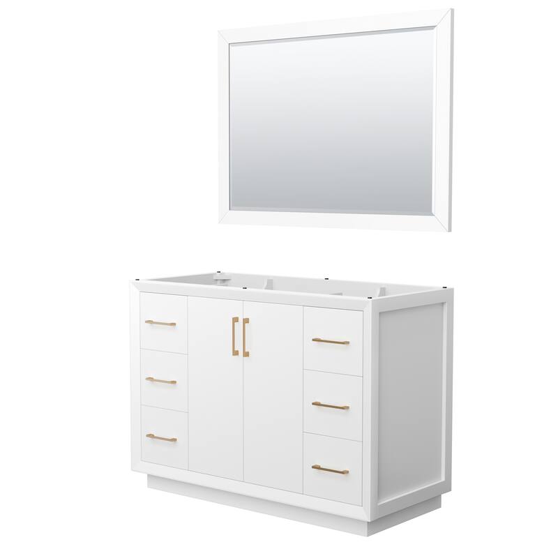 Wyndham Collection WCF414148S-CXSXX-M46 Strada 47" Single Free - White / Satin Bronze Hardware