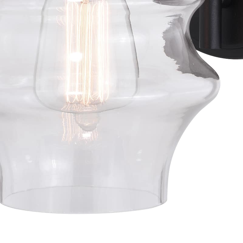 Glenn 1 Light Dusk to Dawn Black Coastal Outdoor Wall Lantern Clear Glass