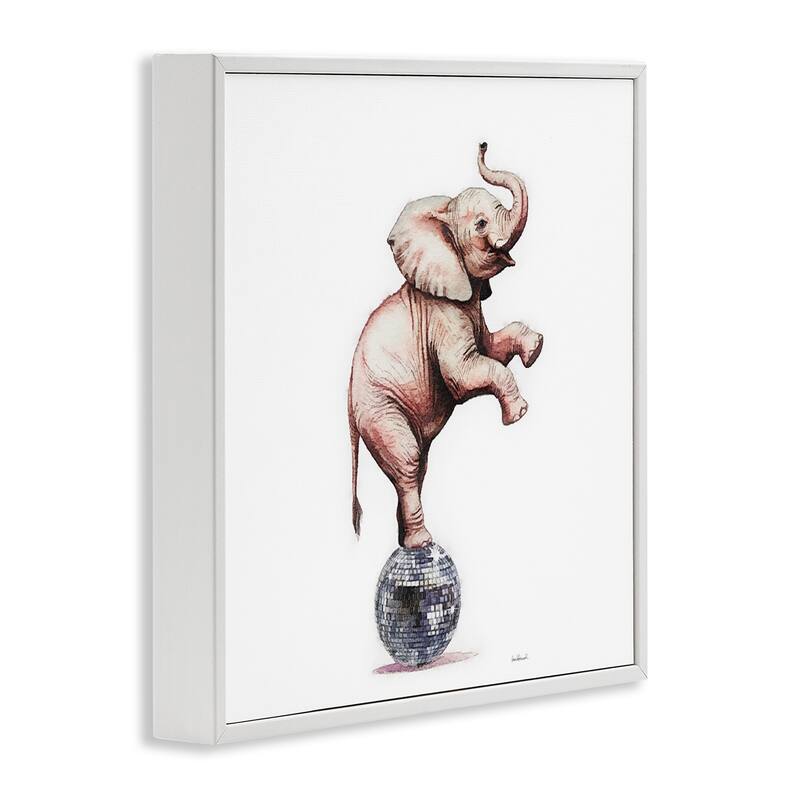 Stupell Elephant on Disco Ball Framed Giclee Art Design By Amanda Greenwood