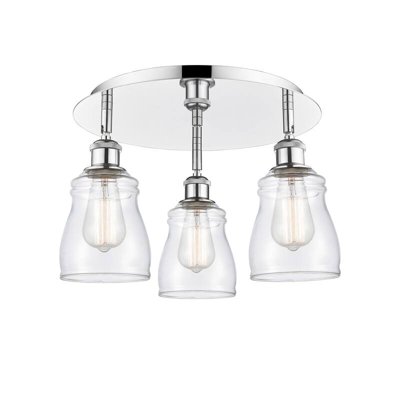 Innovations Lighting Ellery - 3 Light 17" Flush Mount - Clear/Polished Chrome